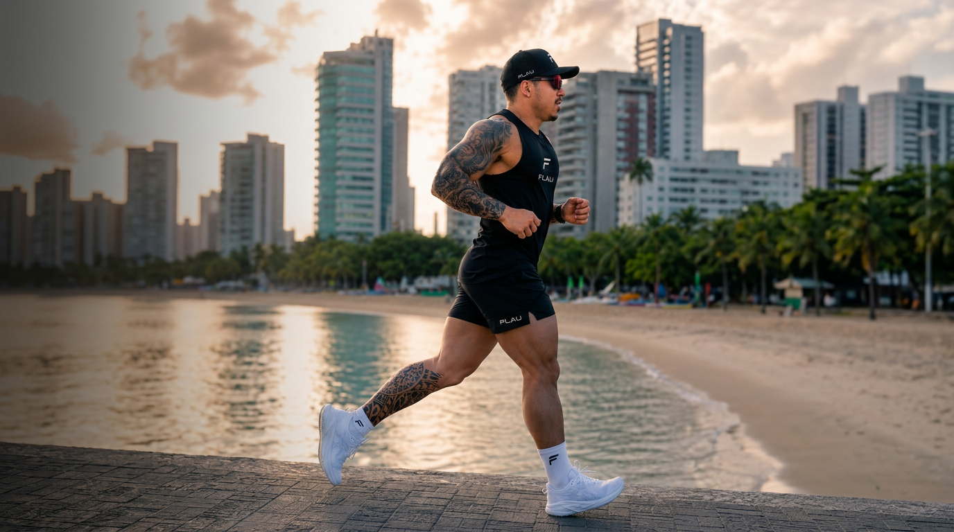 Coach Flaudizio Brandão running in FLAU apparel